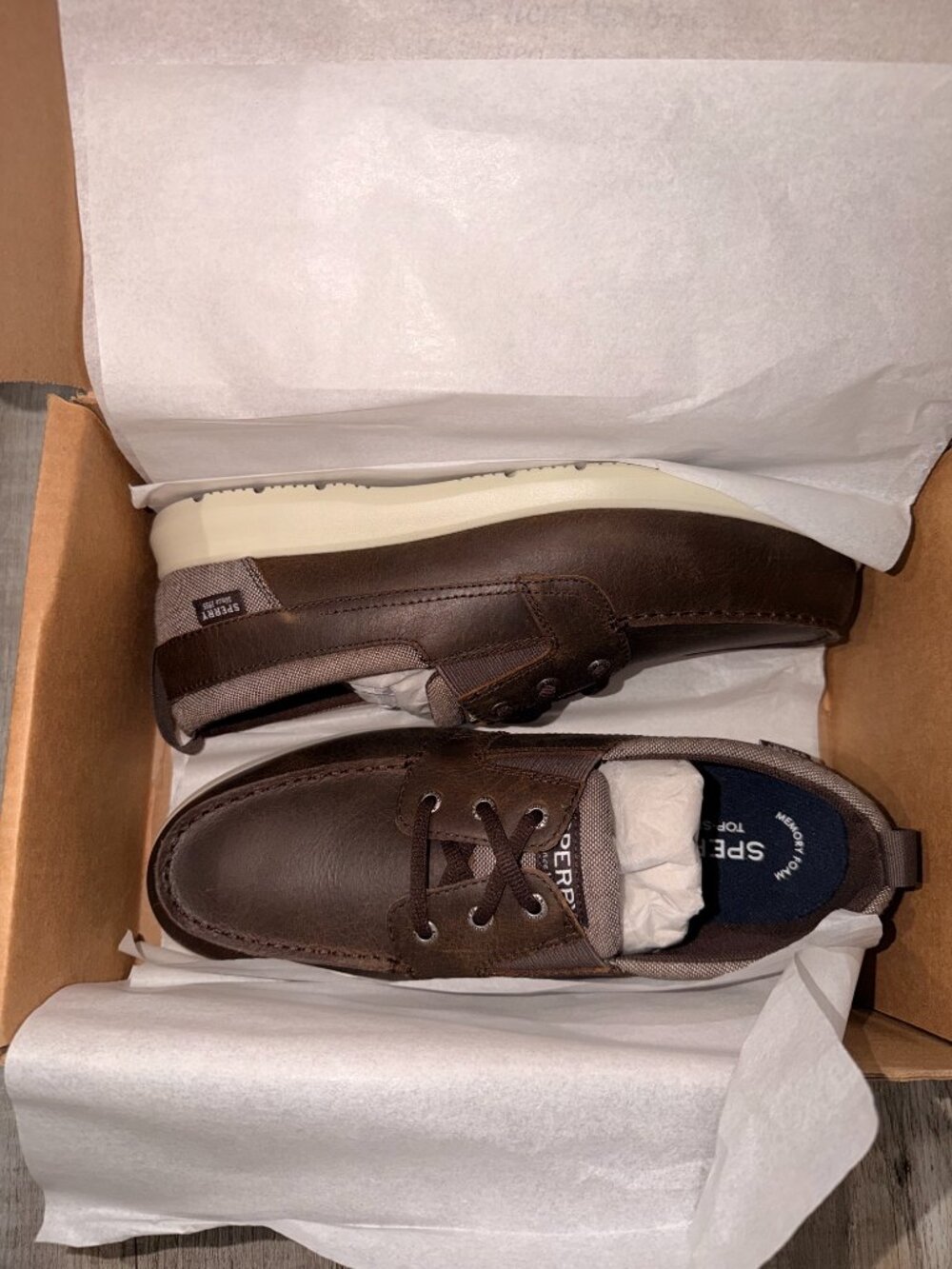 Sperry Bowrider Plushstep 3-Eye Slip-On Men's Size 11.5 Brown Leather New